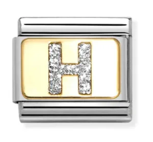 Initiales de Nomination Bijoux Lettre Scintillante H Charme en Or