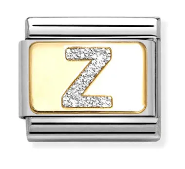 Initiales de Nomination Bijoux Lettre Scintillante Z Charme en Or