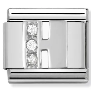 Charme en argent lettre H pour bijoux initiales de nomination