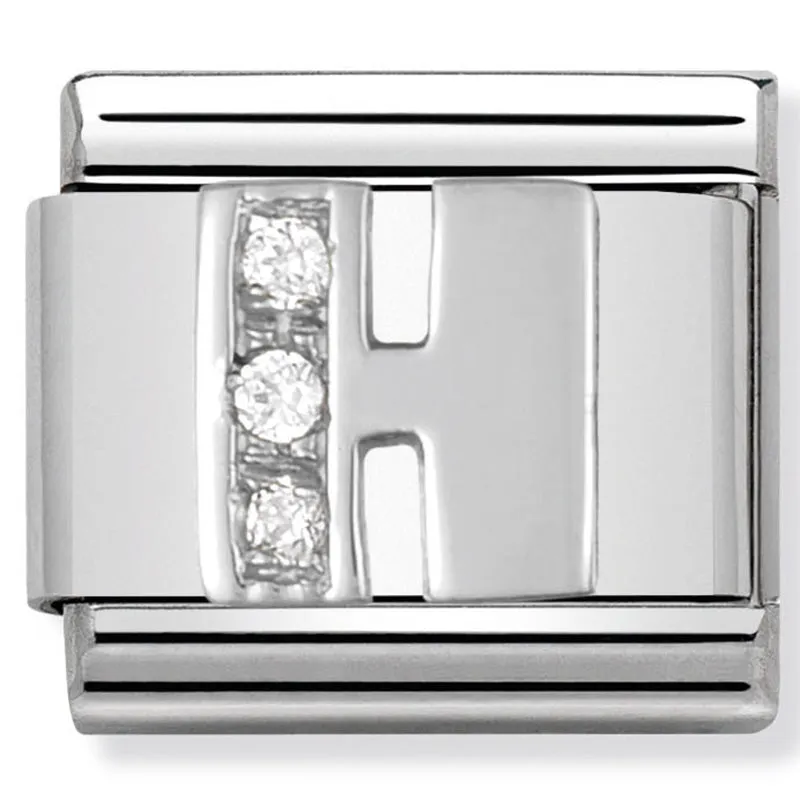 Charme en argent lettre H pour bijoux initiales de nomination