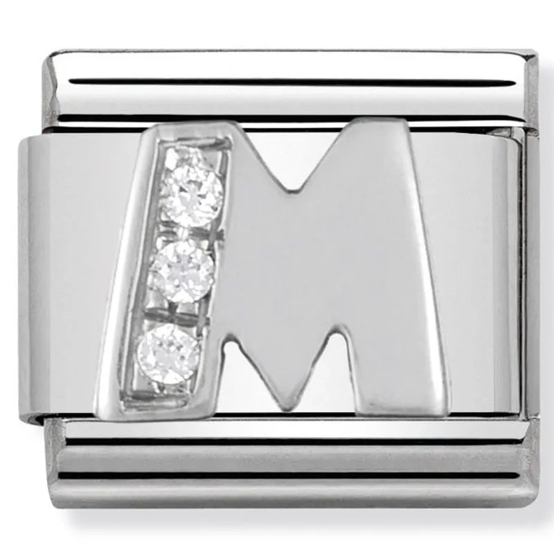 Charme en argent lettre M initiale de nomination bijoux