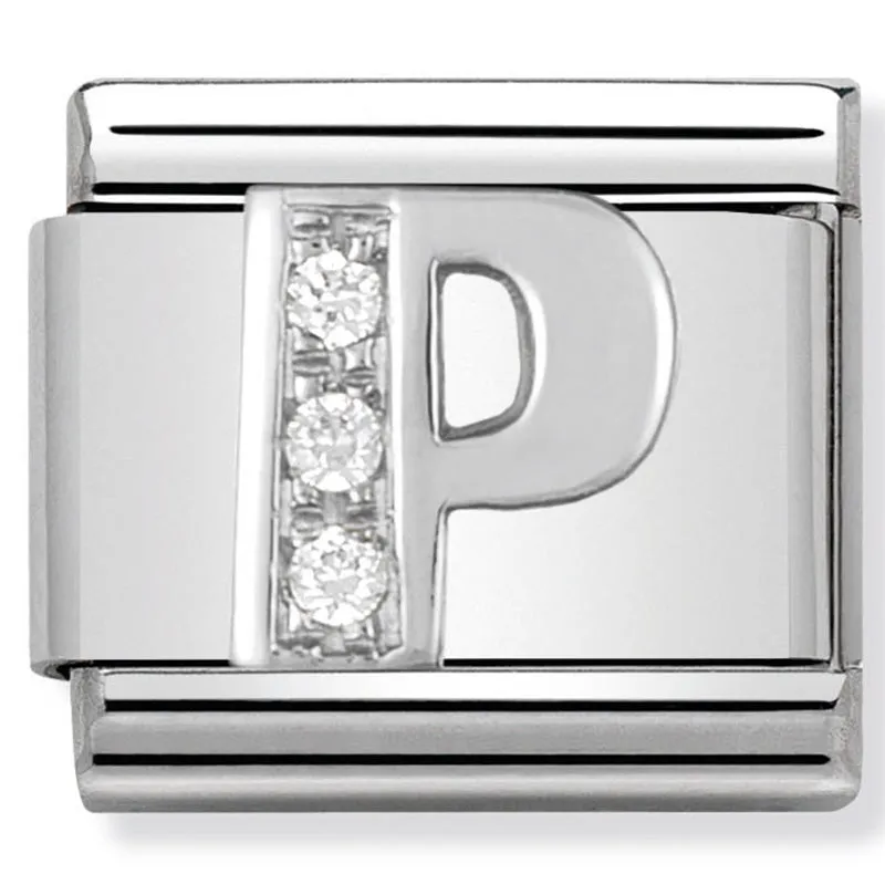 Charme en argent lettre P initiale de nomination bijoux