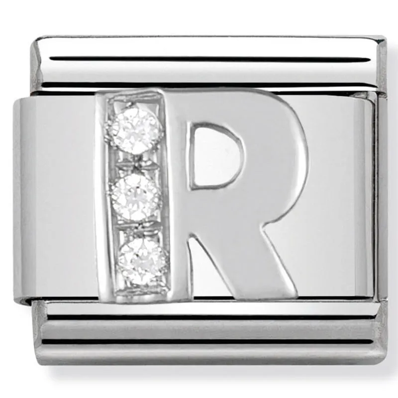 Charme en argent avec initiale de nomination lettre R pour bijoux