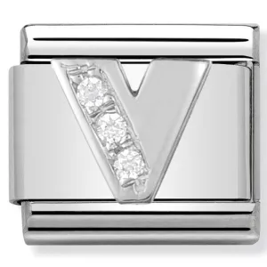 Charme en argent lettre V pour bijoux initiales de nomination
