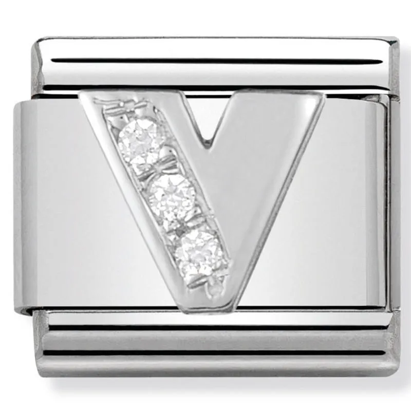 Charme en argent lettre V pour bijoux initiales de nomination