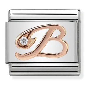 Initiales de nomination Bijoux Charme Lettre B Or rose
