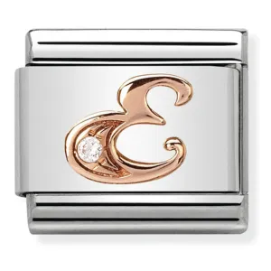 Initiales de nomination Bijoux Charme lettre E en or rose