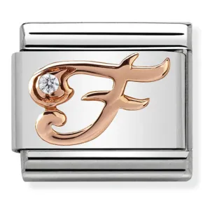 Initiales de nomination Bijoux Charme lettre F en or rose
