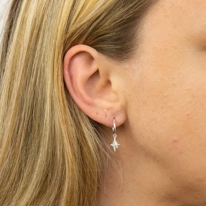 Boucles d'oreilles à anneaux assemblés étoilés en zircone pavée E6044C Beginnings Jewellery