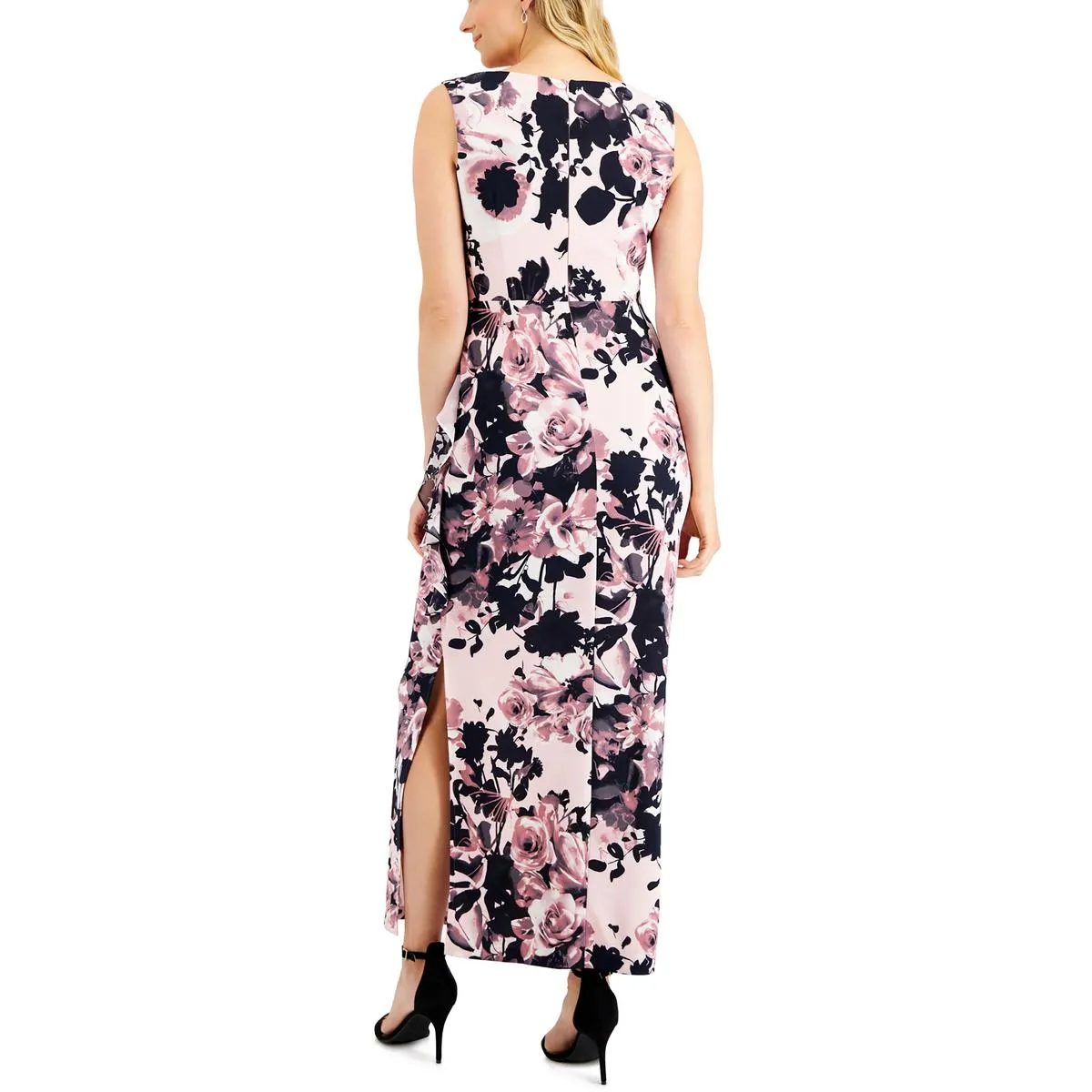 Petites Womens Floral Maxi Cocktail and Party Dress