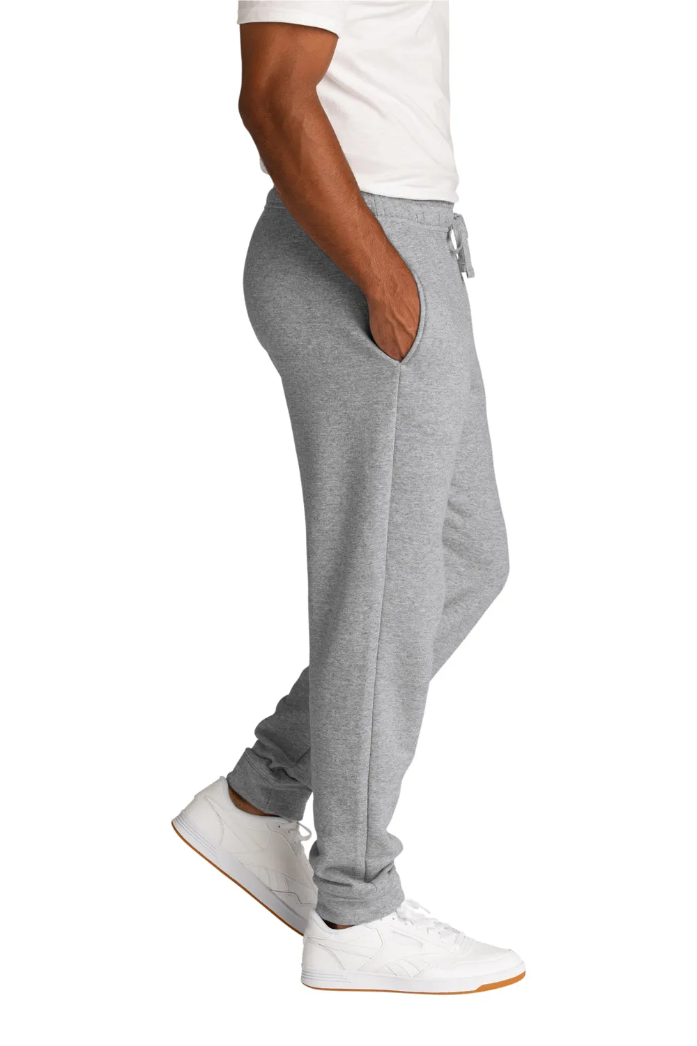Port & Company Mens Core Fleece Jogger Sweatpants w/ Pockets - Heather Grey