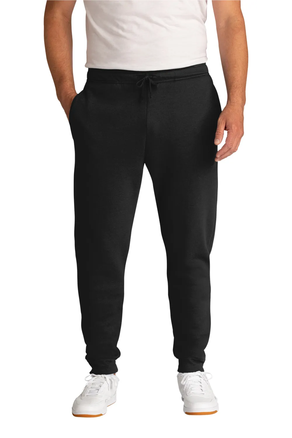 Port & Company Mens Core Fleece Jogger Sweatpants w/ Pockets - Jet Black