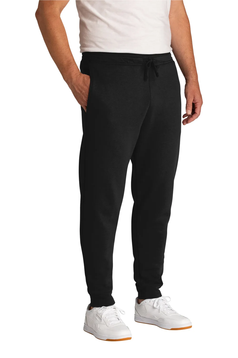Port & Company Mens Core Fleece Jogger Sweatpants w/ Pockets - Jet Black