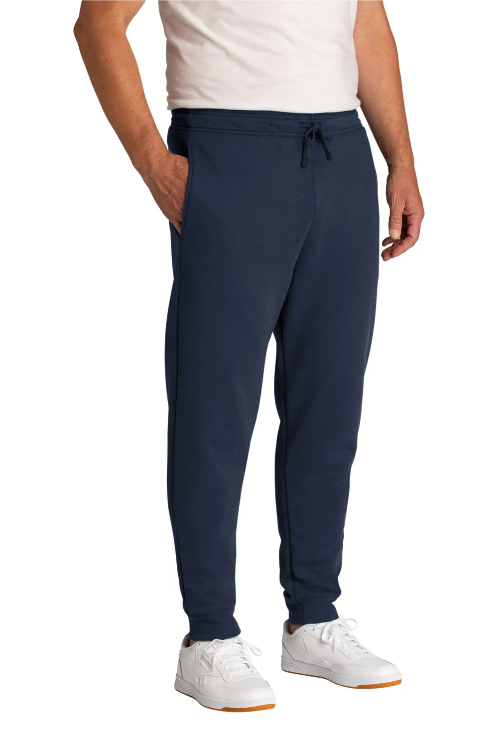 Port & Company Mens Core Fleece Jogger Sweatpants w/ Pockets - Navy Blue
