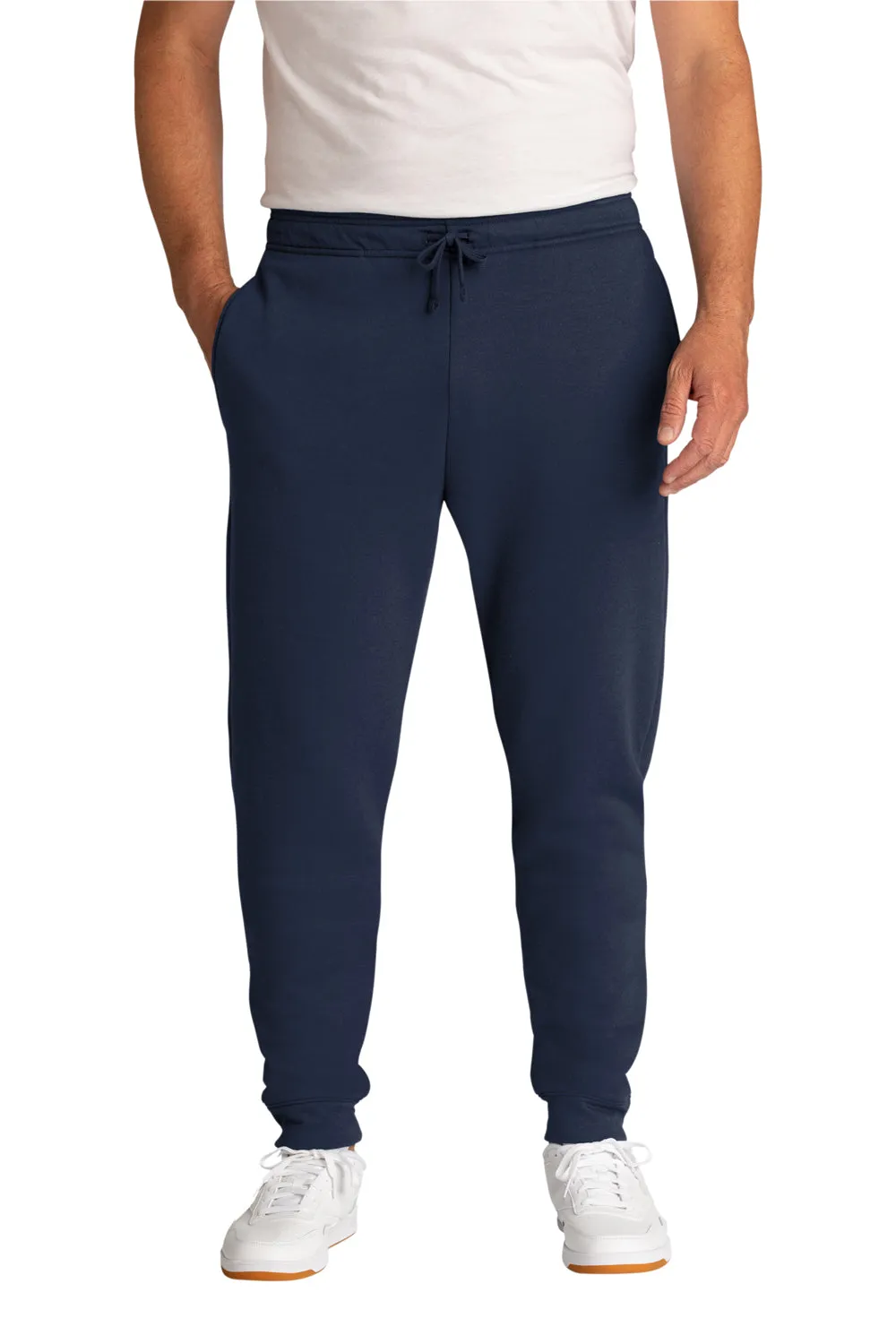 Port & Company Mens Core Fleece Jogger Sweatpants w/ Pockets - Navy Blue