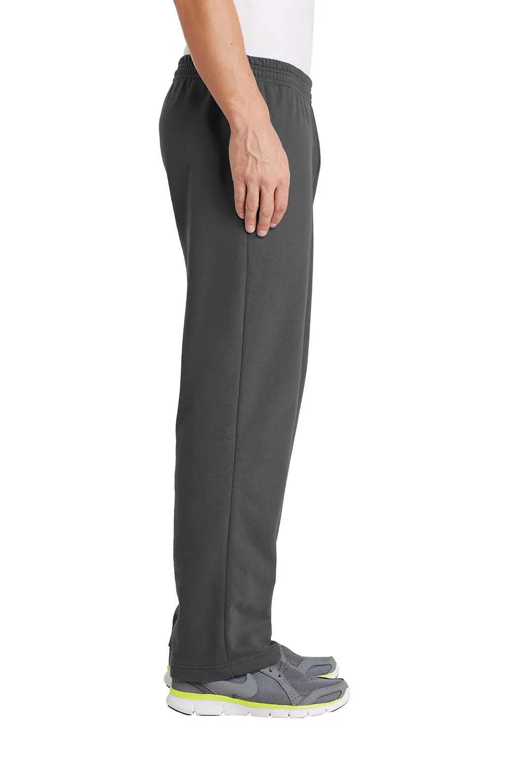 Port & Company Mens Core Pill Resistant Fleece Open Bottom Sweatpants w/ Pockets - Charcoal Grey