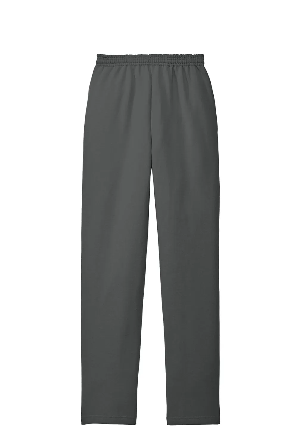 Port & Company Mens Core Pill Resistant Fleece Open Bottom Sweatpants w/ Pockets - Charcoal Grey