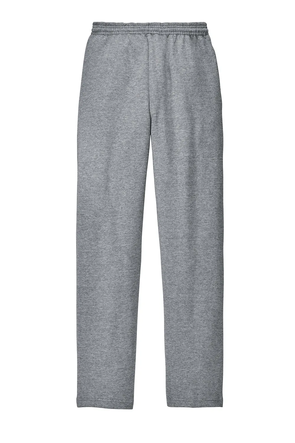 Port & Company Mens Core Pill Resistant Fleece Open Bottom Sweatpants w/ Pockets - Heather Grey