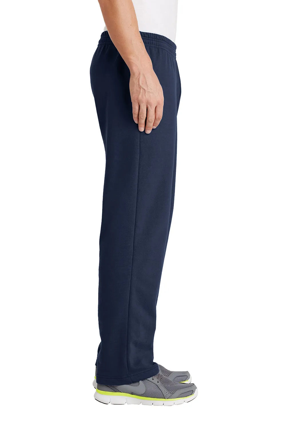 Port & Company Mens Core Pill Resistant Fleece Open Bottom Sweatpants w/ Pockets - Navy Blue