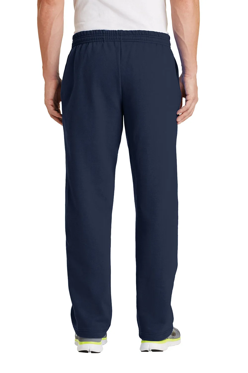 Port & Company Mens Core Pill Resistant Fleece Open Bottom Sweatpants w/ Pockets - Navy Blue