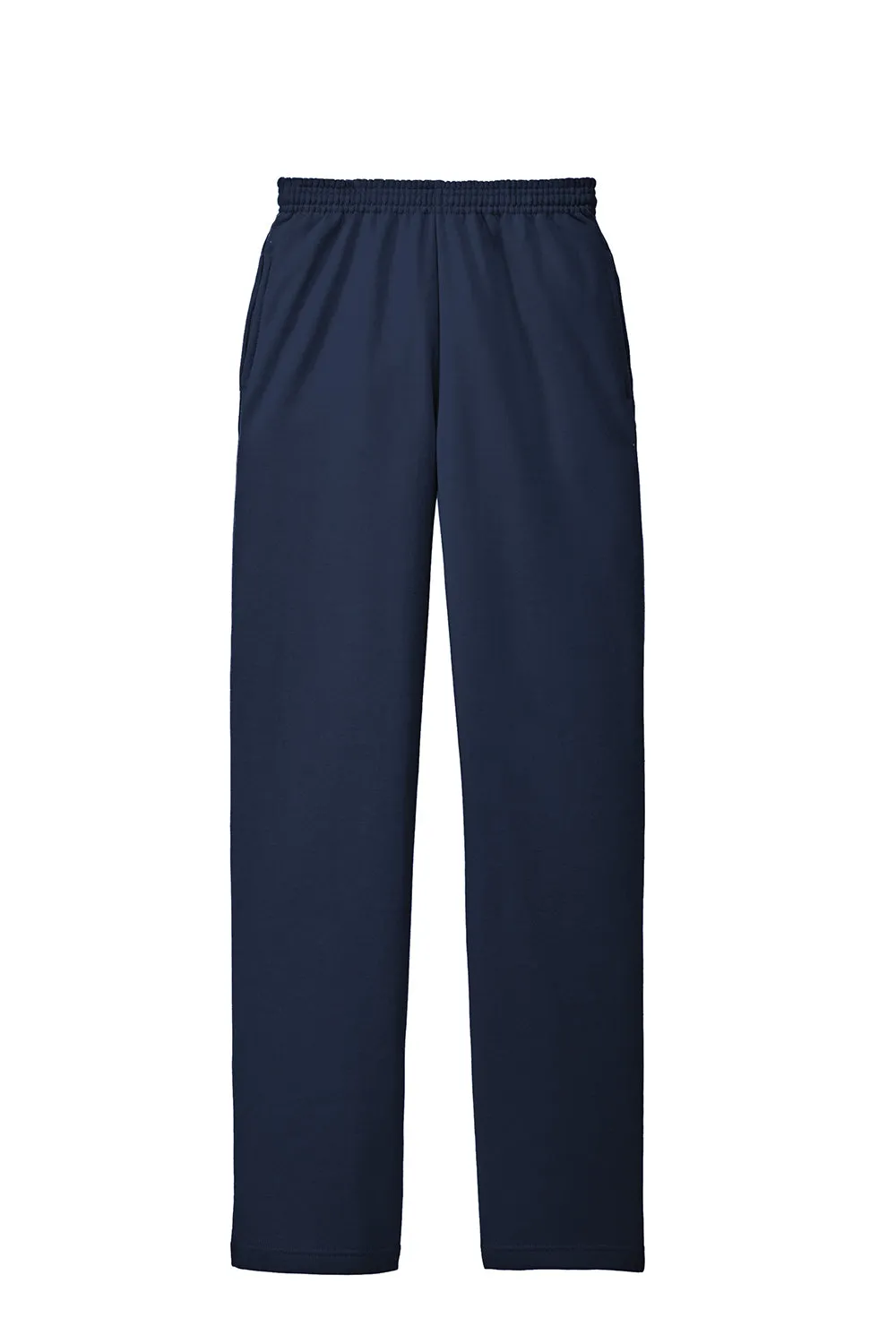 Port & Company Mens Core Pill Resistant Fleece Open Bottom Sweatpants w/ Pockets - Navy Blue