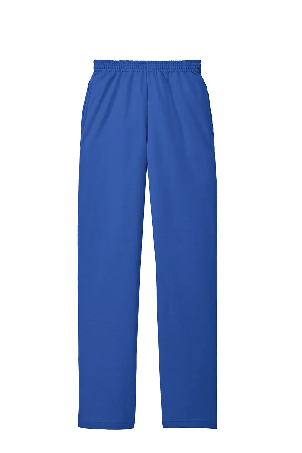 Port & Company Mens Core Pill Resistant Fleece Open Bottom Sweatpants w/ Pockets - Royal Blue
