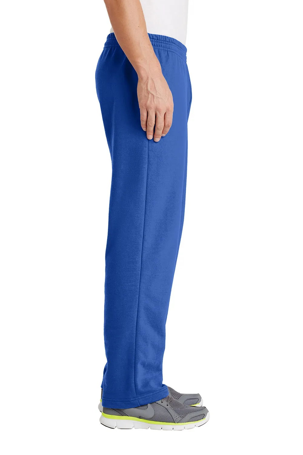 Port & Company Mens Core Pill Resistant Fleece Open Bottom Sweatpants w/ Pockets - Royal Blue