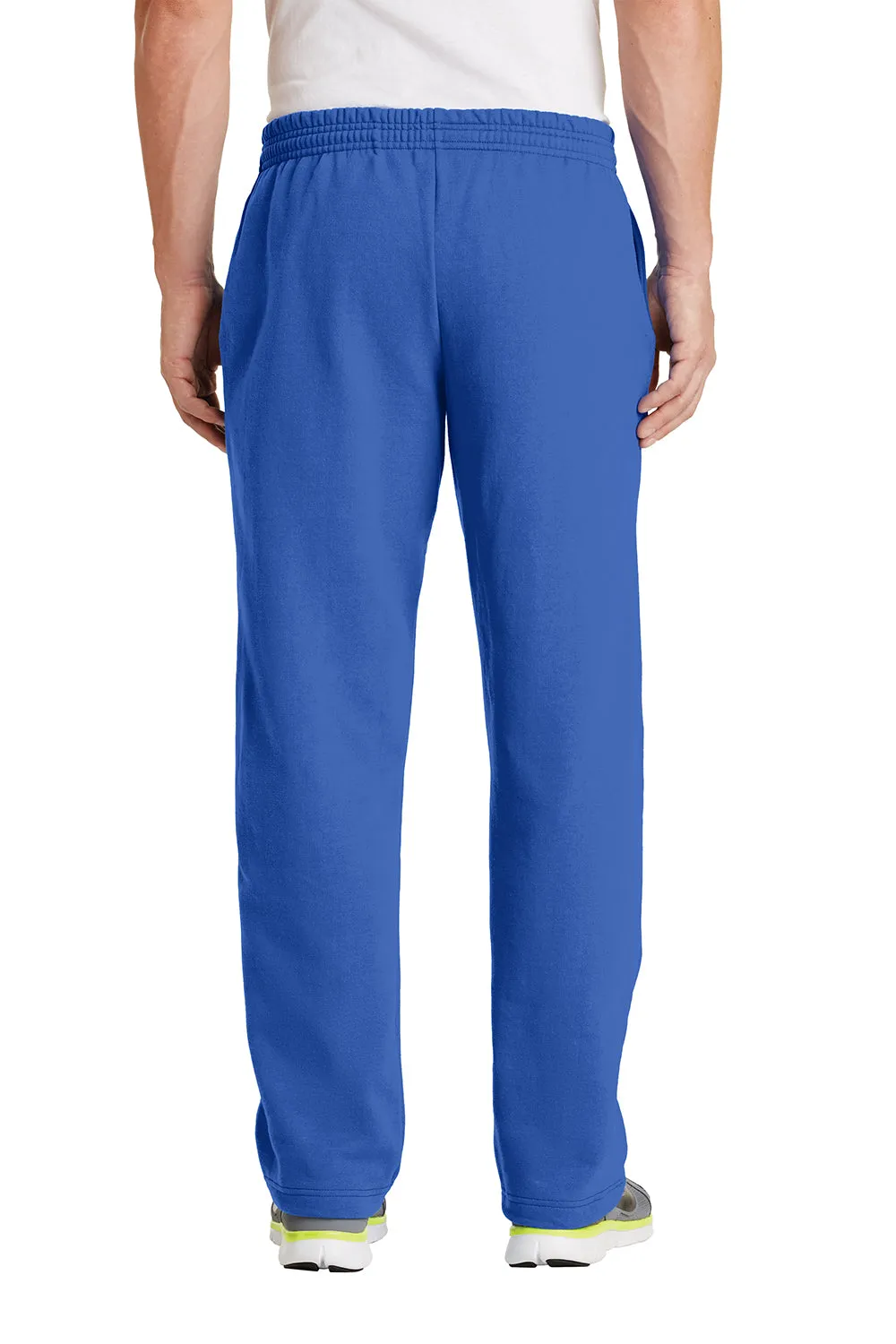 Port & Company Mens Core Pill Resistant Fleece Open Bottom Sweatpants w/ Pockets - Royal Blue