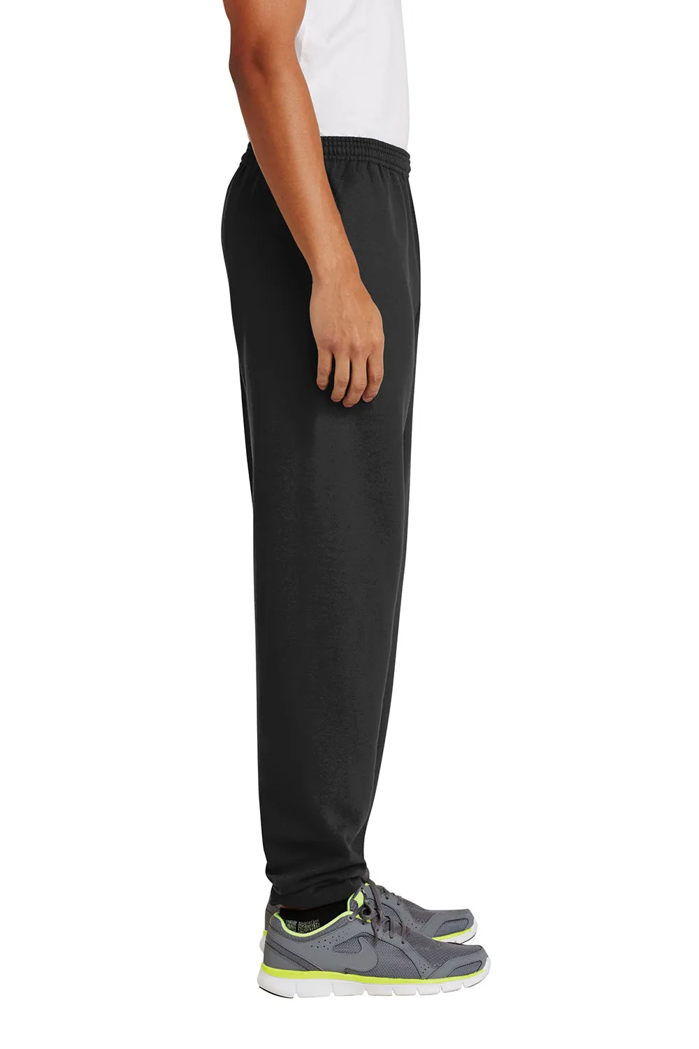 Port & Company Mens Essential Pill Resistant Fleece Sweatpants w/ Pockets - Jet Black