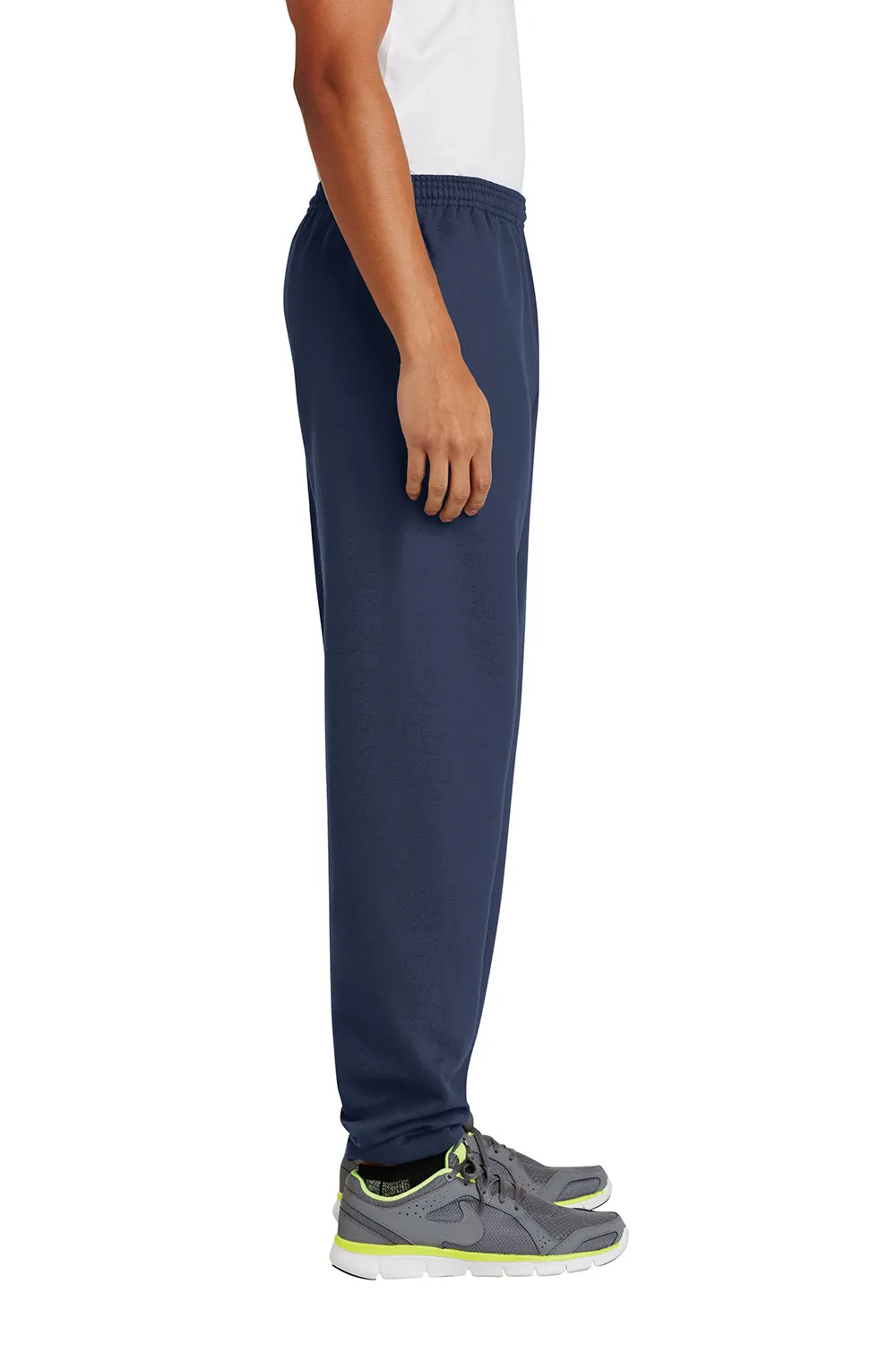 Port & Company Mens Essential Pill Resistant Fleece Sweatpants w/ Pockets - Navy Blue