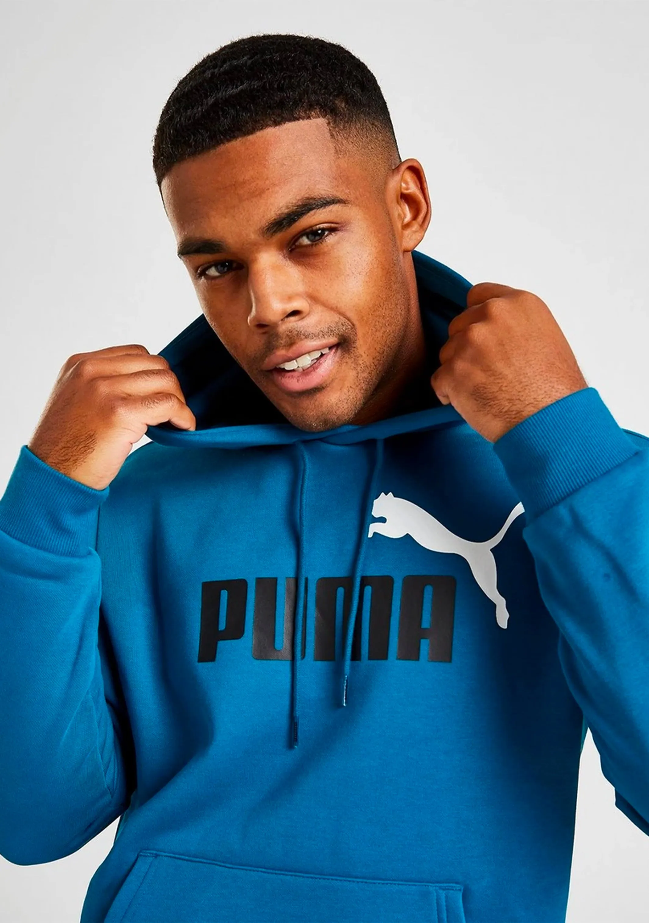 Puma Men's Essentials  Two-Tone Big Logo Hoodie Cobalt Glaze