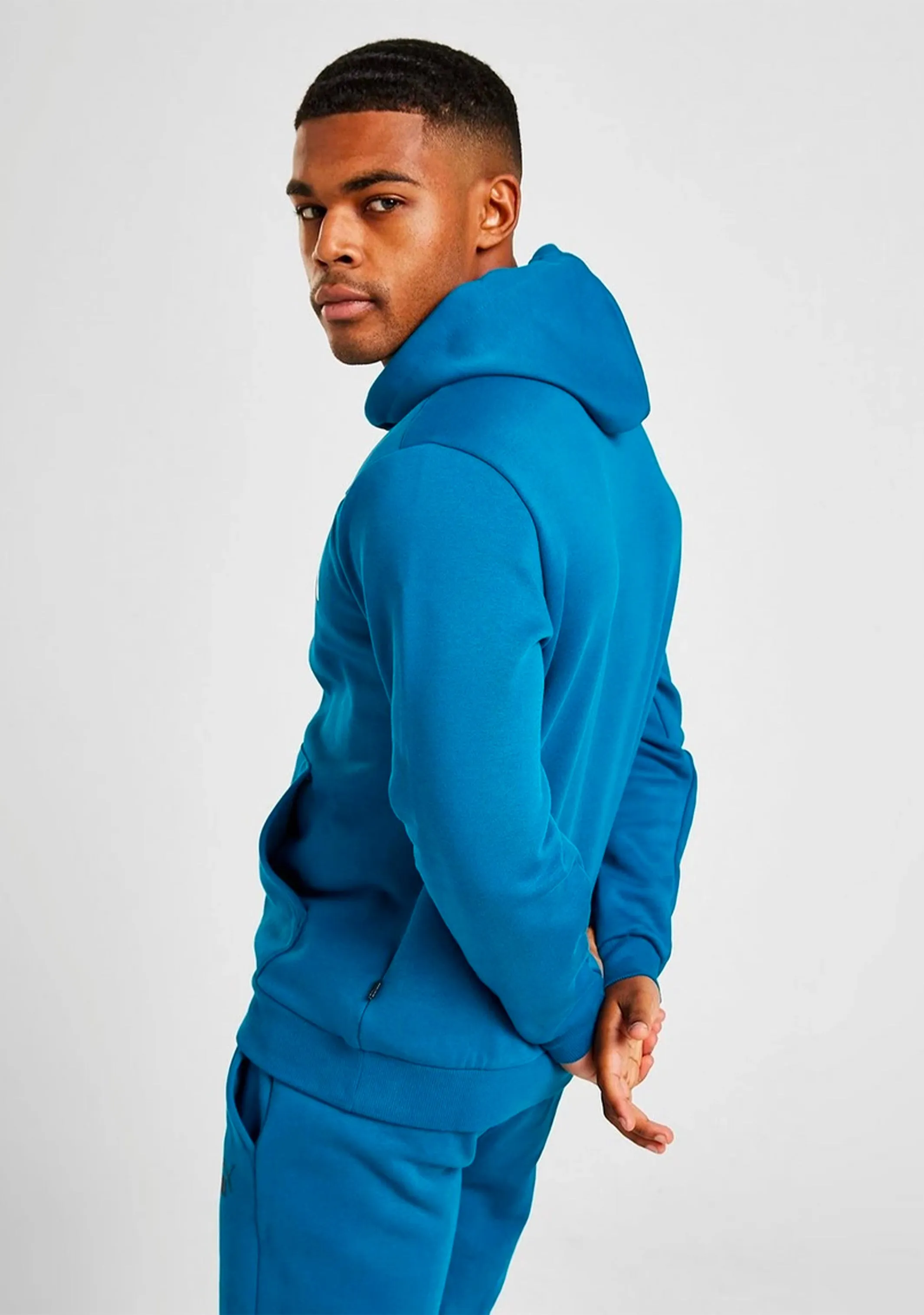 Puma Men's Essentials  Two-Tone Big Logo Hoodie Cobalt Glaze