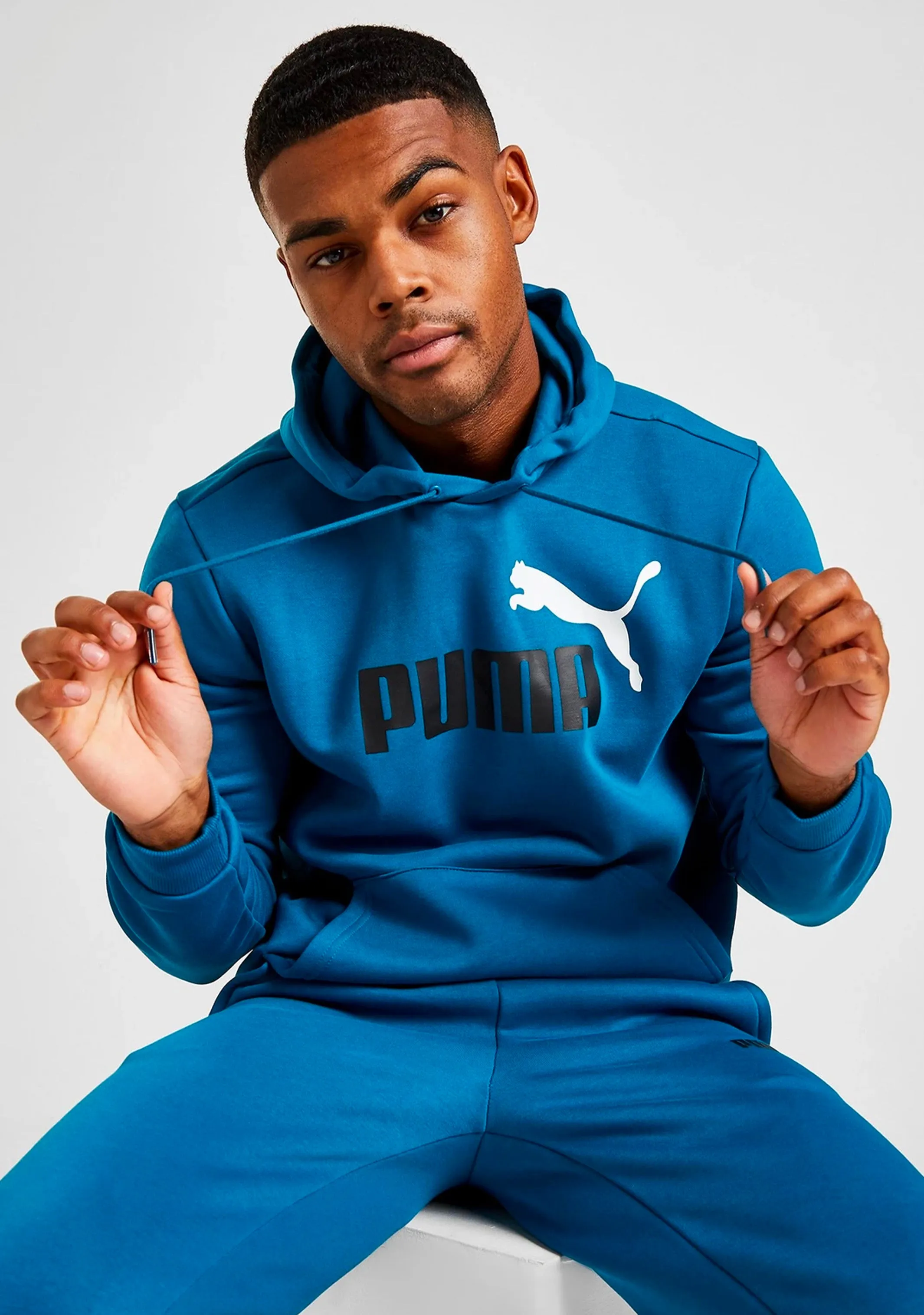 Puma Men's Essentials  Two-Tone Big Logo Hoodie Cobalt Glaze