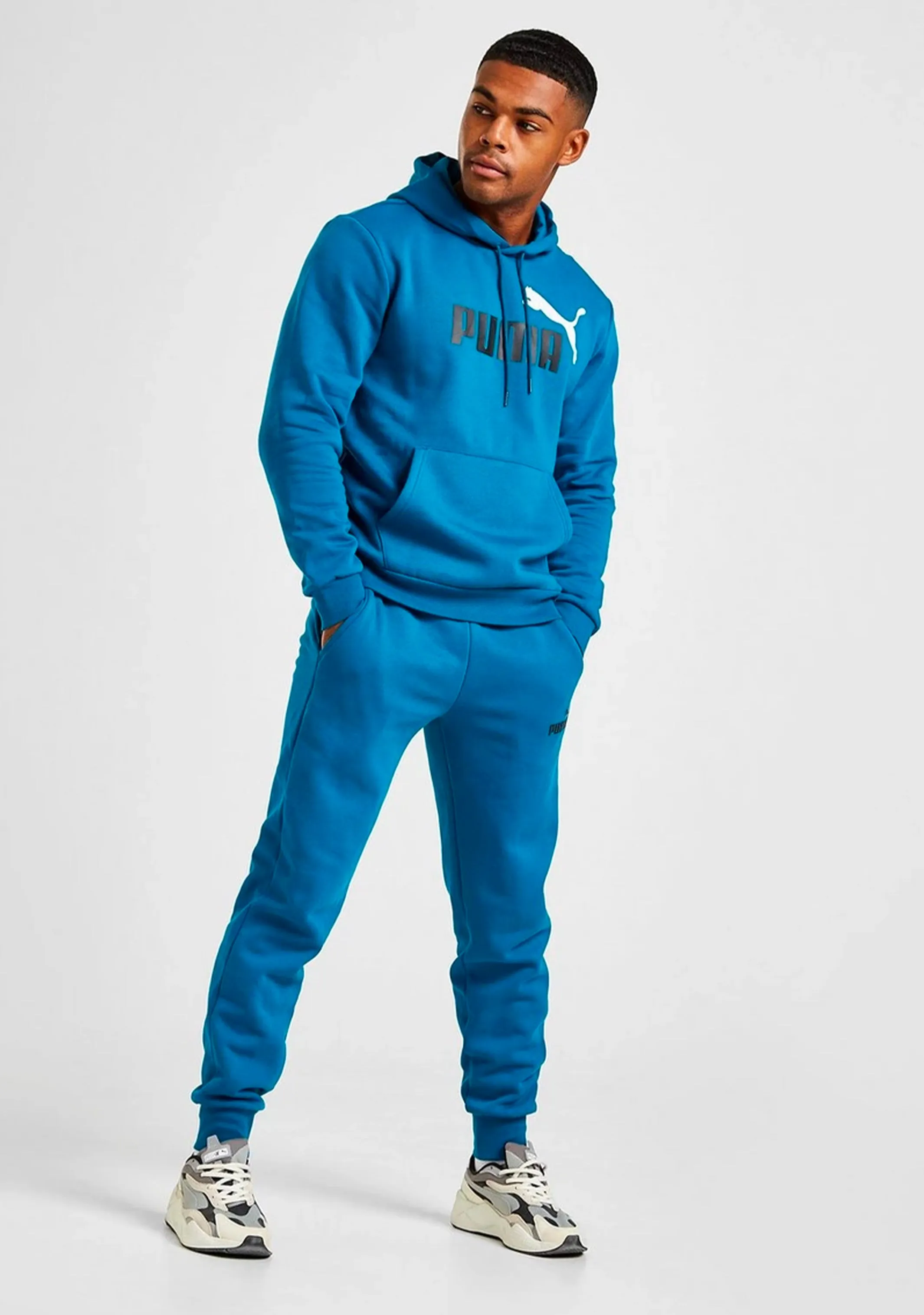 Puma Men's Essentials  Two-Tone Big Logo Hoodie Cobalt Glaze