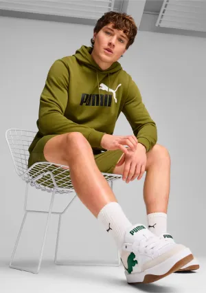 Puma Men's Essentials  Two-Tone Big Logo Hoodie Olive Green <br> 586764 35