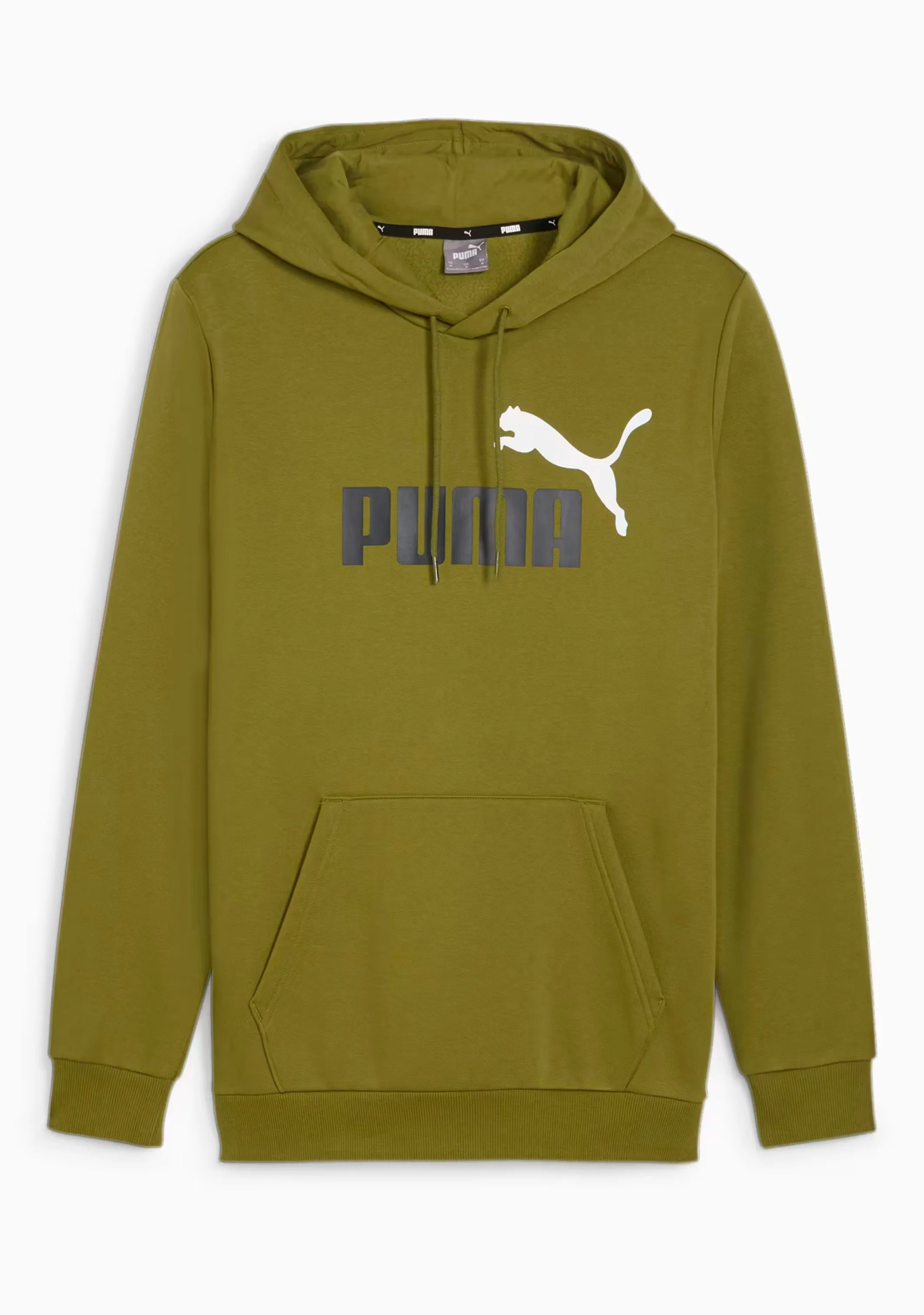 Puma Men's Essentials  Two-Tone Big Logo Hoodie Olive Green <br> 586764 35