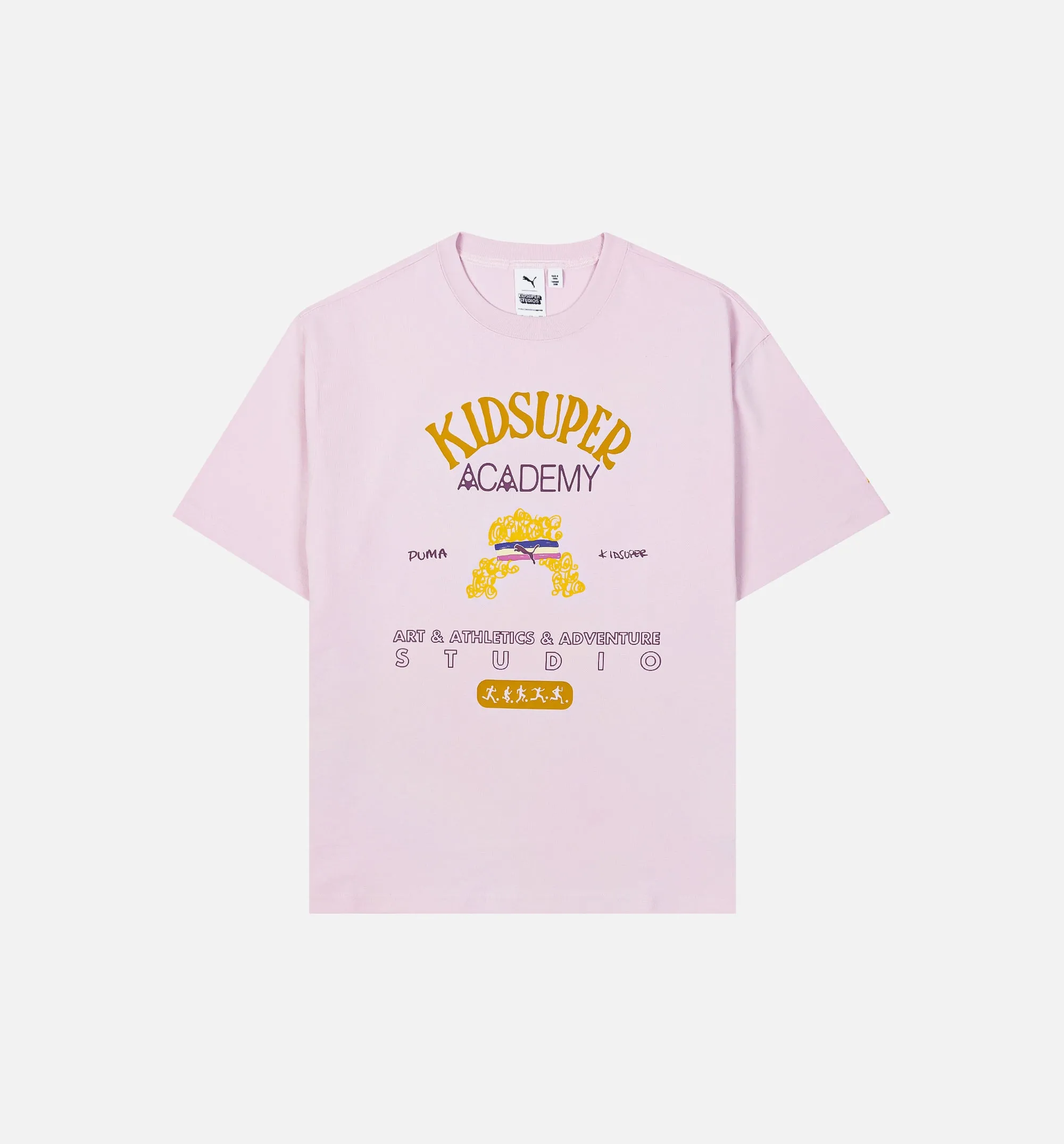 Puma x Kidsuper Academy Graphic Mens Short Sleeve Shirt - Pink/Yellow
