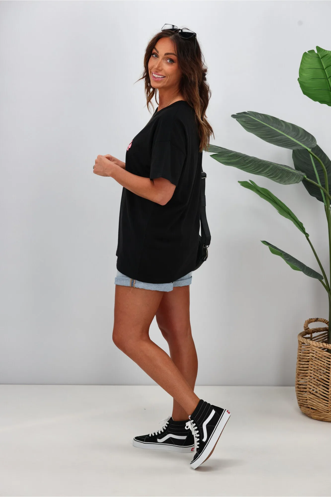 Rebel Club by Shine On Angelic Stars Boyfriend Tee Jet Black