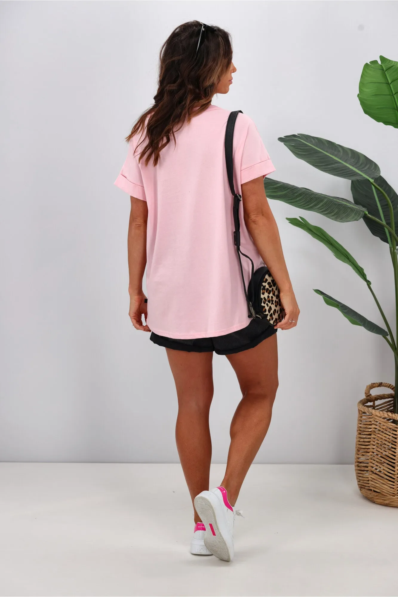 Rebel Club by Shine On Heartfelt Love Cap Sleeve Tee Pink