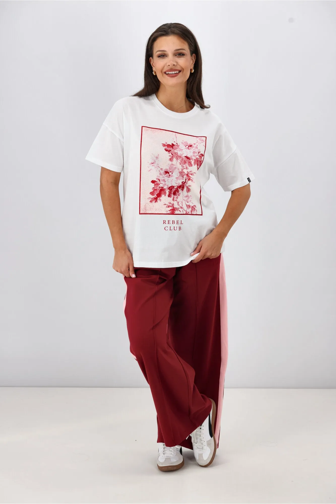 Rebel Club Floral Edge Boyfriend Tee White