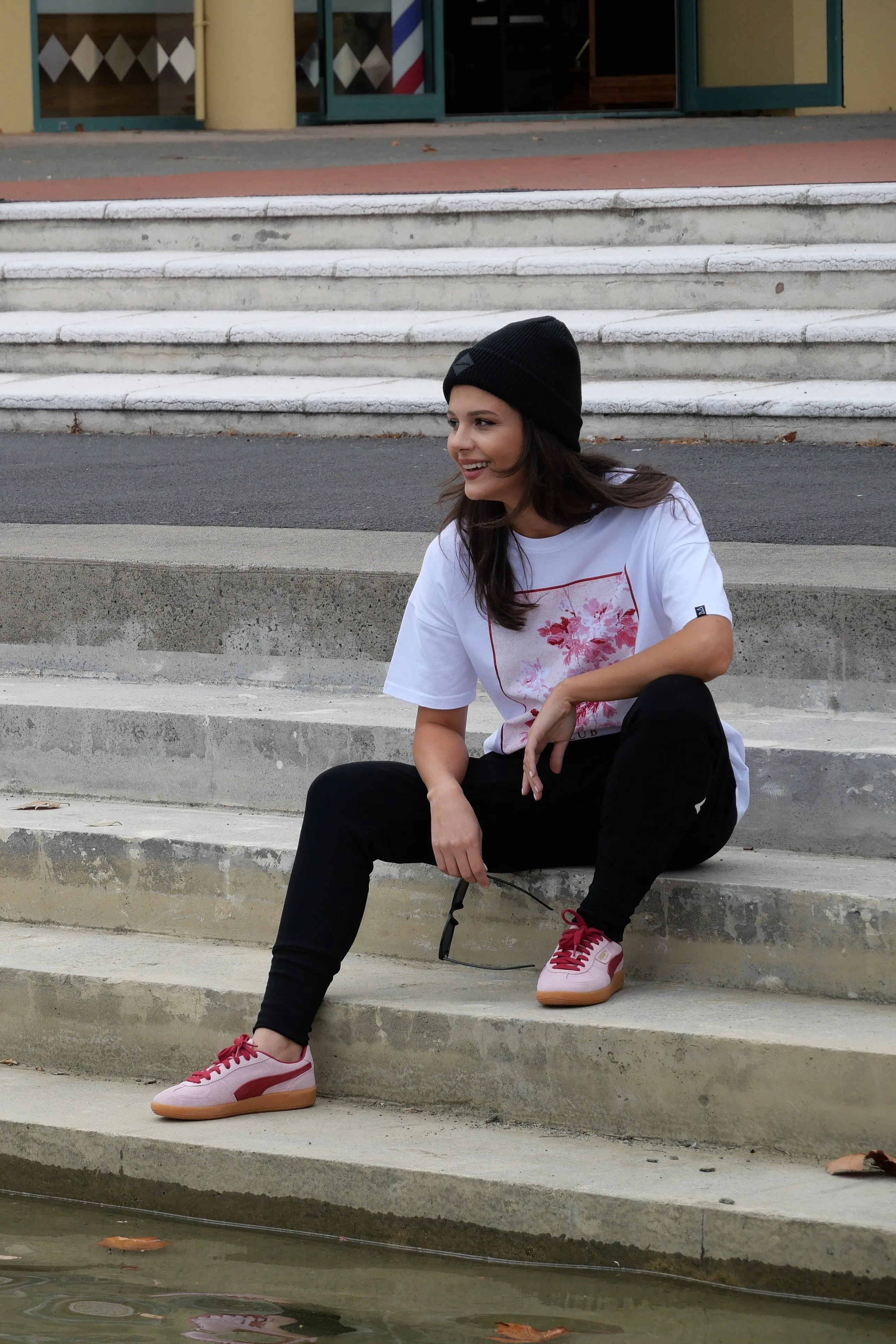 Rebel Club Floral Edge Boyfriend Tee White
