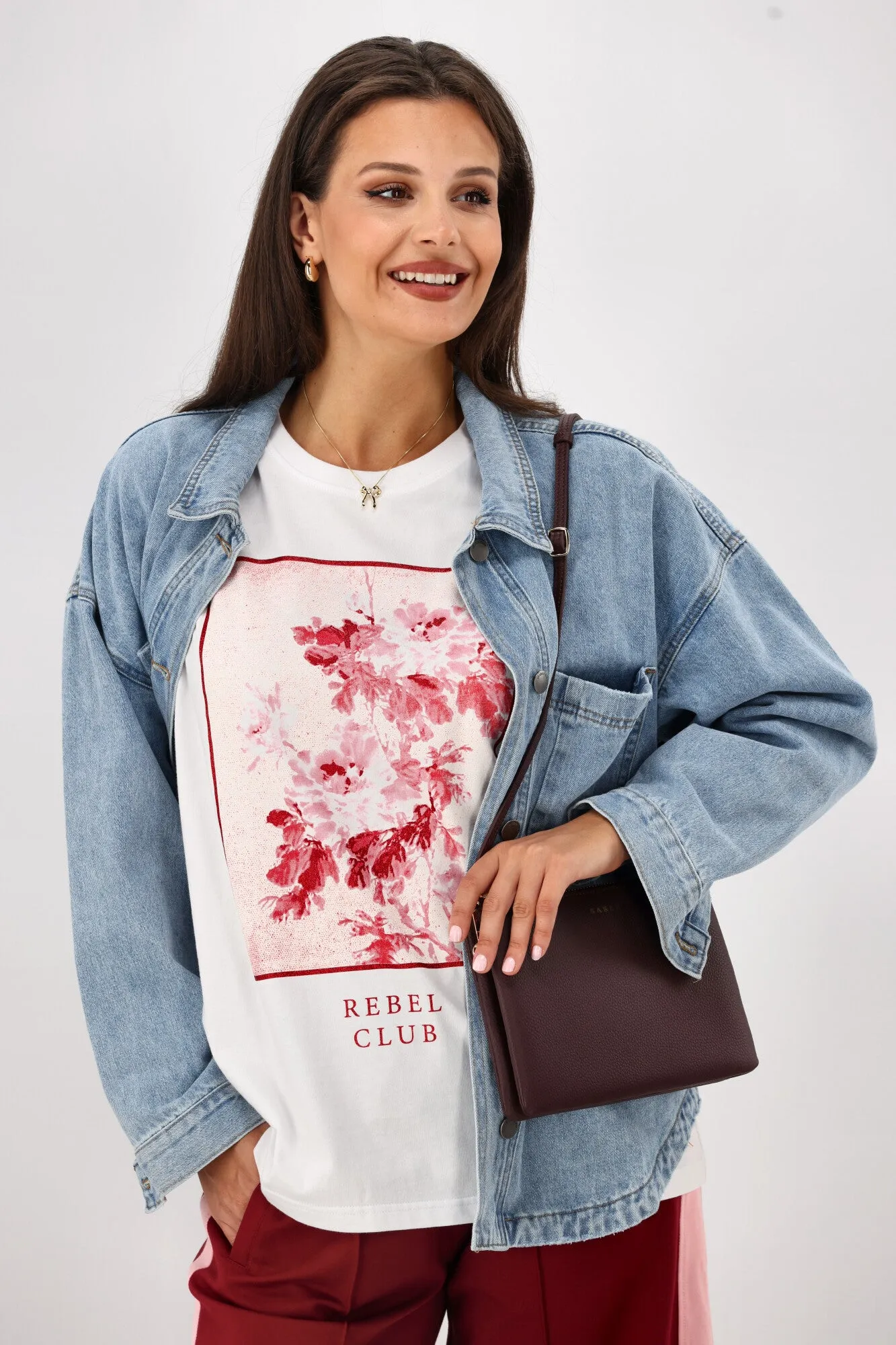 Rebel Club Floral Edge Boyfriend Tee White