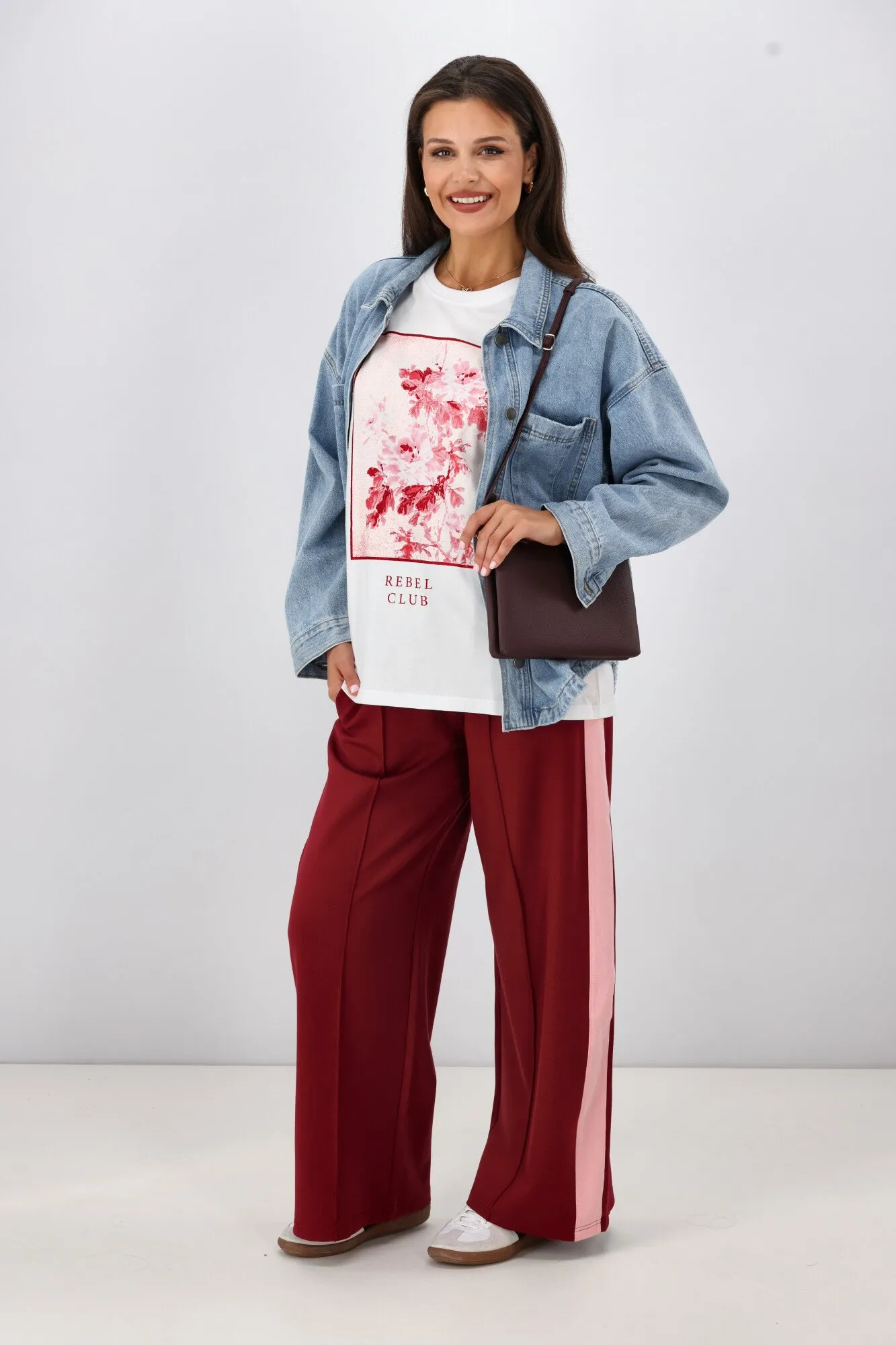Rebel Club Floral Edge Boyfriend Tee White
