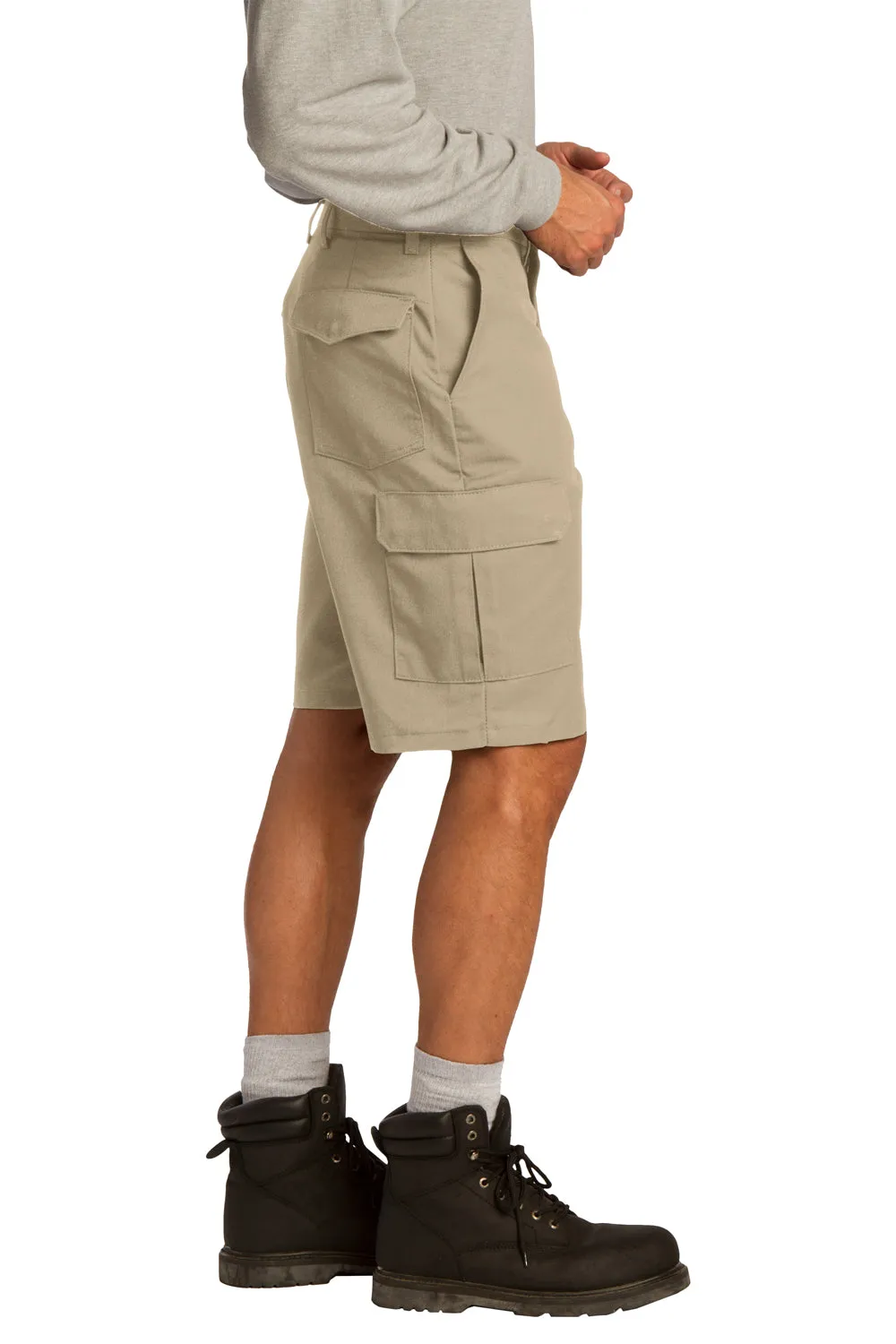 Red Kap Mens Industrial Stain Resistant Cargo Shorts w/ Pockets - Khaki Brown