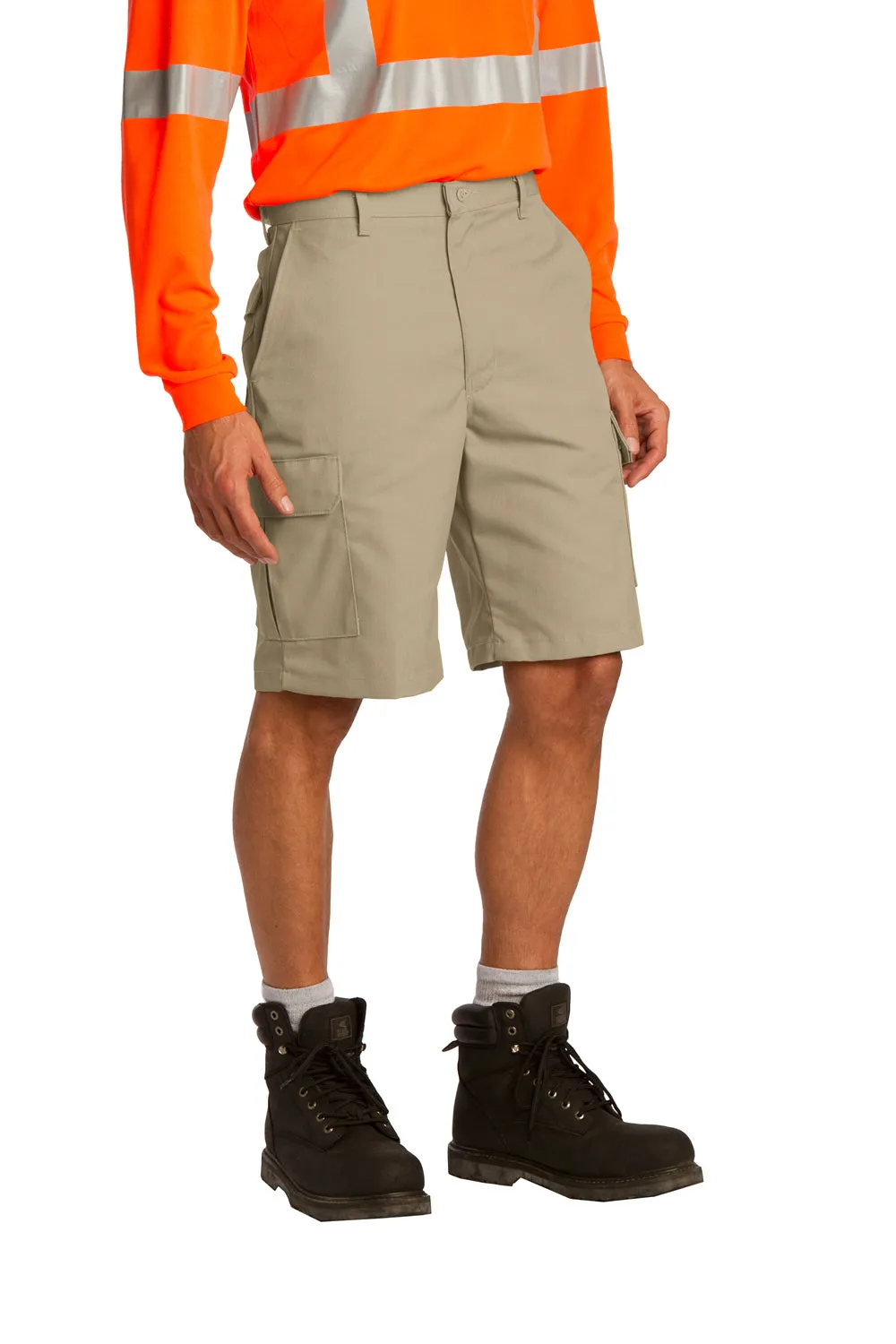 Red Kap Mens Industrial Stain Resistant Cargo Shorts w/ Pockets - Khaki Brown