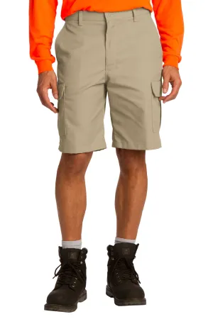 Red Kap Mens Industrial Stain Resistant Cargo Shorts w/ Pockets - Khaki Brown