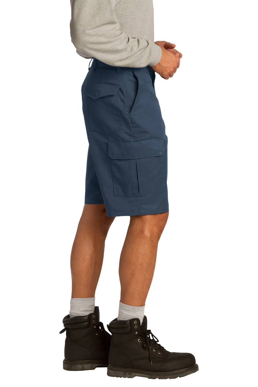 Red Kap Mens Industrial Stain Resistant Cargo Shorts w/ Pockets - Navy Blue