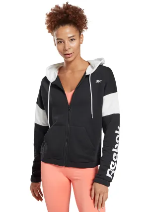 Reebok Womens Linear Logo French Terry Zip Up Hoodie