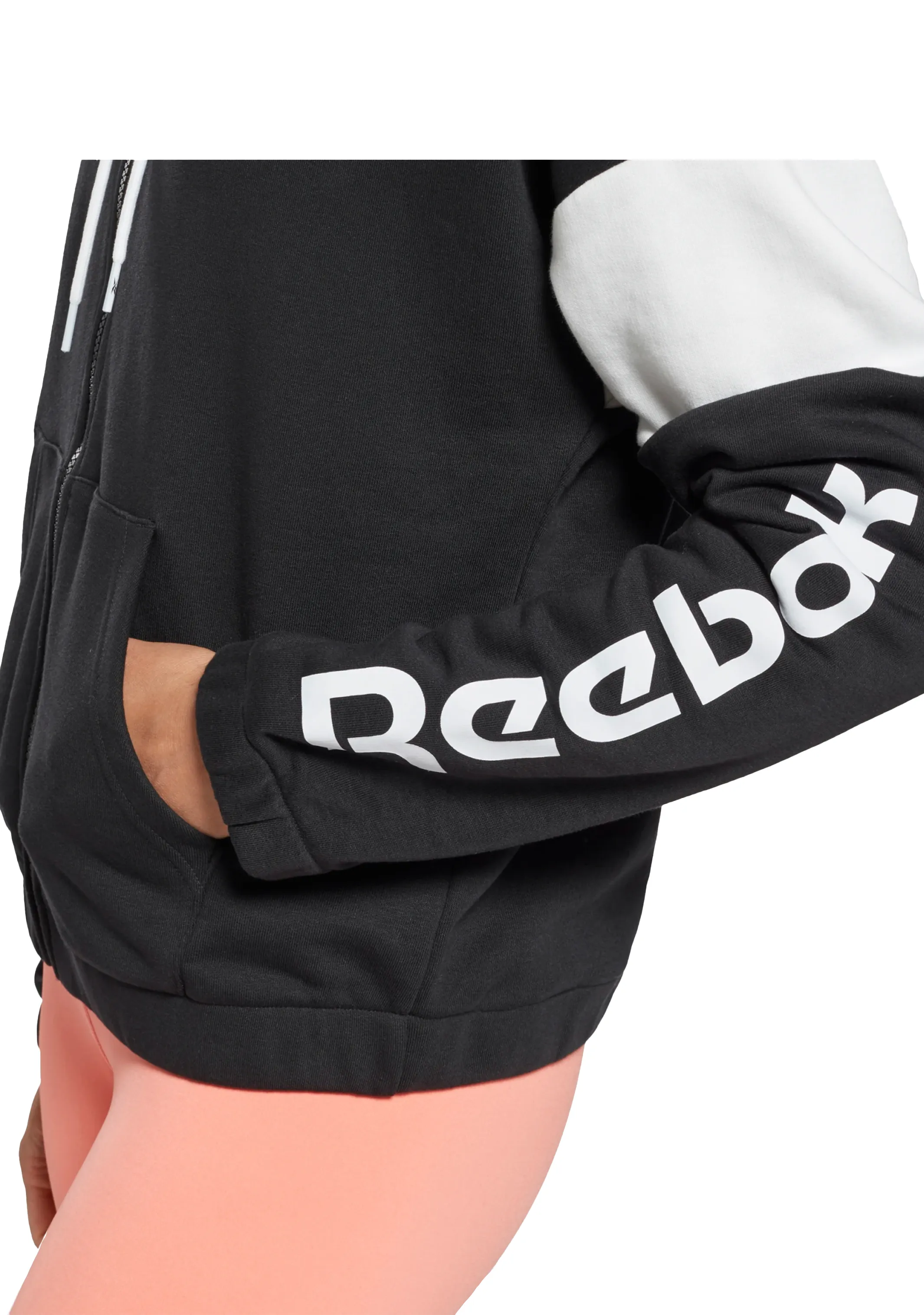 Reebok Womens Linear Logo French Terry Zip Up Hoodie
