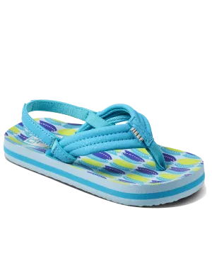 Reef Shoes Boys Little Ahi Flip Flops in Blue Fish
